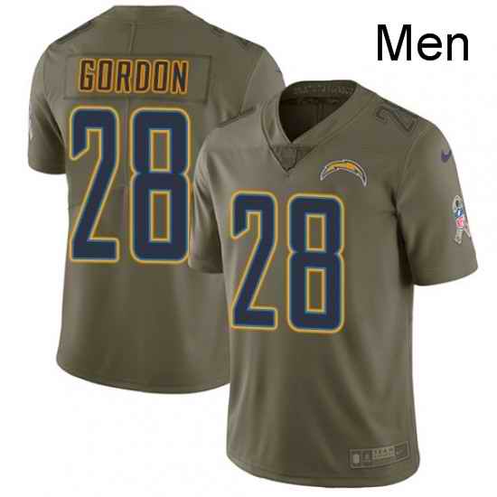Men Nike Los Angeles Chargers 28 Melvin Gordon Limited Olive 2017 Salute to Service NFL Jersey